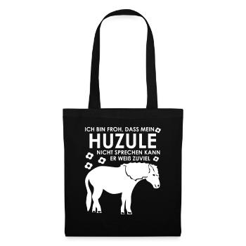 Huzule Spruch mit Pferd für Reiter - Stoffbeutel - Schwarz - Vorne