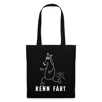 Pferd Färt Rennpferd Reiterin Reitsport - Stoffbeutel - Schwarz - Vorne