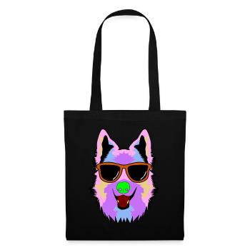 Berger blanc avec lunettes de soleil - Sac en tissu - noir - Devant