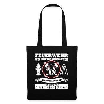 Jugendfeuerwehr Witz Feuerwehr - Stoffbeutel - Schwarz - Vorne