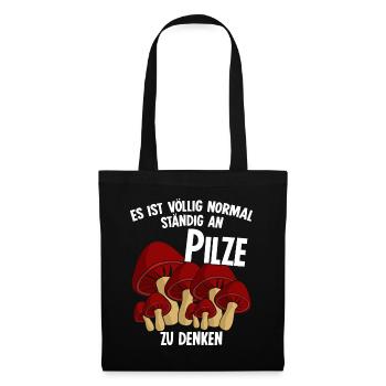 Pilzsammler Pilz Pilze Pilzsucher - Stoffbeutel - Schwarz - Vorne