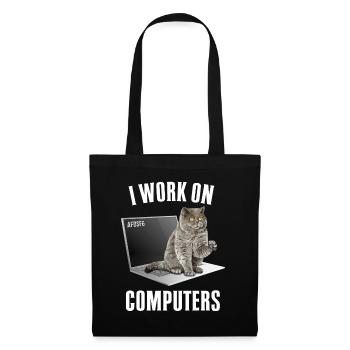 Arbeiten mit Computern und Katzen Englisch - Stoffbeutel - Schwarz - Vorne
