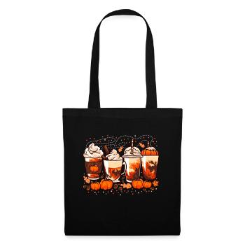 Herbst, Halloween Kaffee und Kürbisse - Stoffbeutel - Schwarz - Vorne