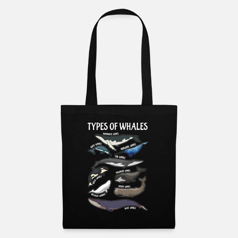 Types de baleines illustres anglais - Sac en tissu - noir