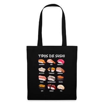 Types of Sushi Food Japan Manga Anime - Tote Bag - black - Front