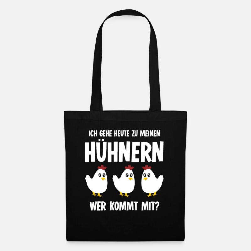 Hühner Hühnerzucht Hühnerstall Hahn Huhn - Stoffbeutel - Schwarz