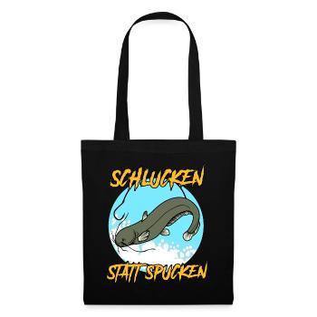 Waller Angler Angelsport Angeln Fisch - Stoffbeutel - Schwarz - Vorne
