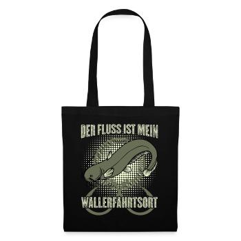 Angler Waller Angelsport Angeln Fisch - Stoffbeutel - Schwarz - Vorne
