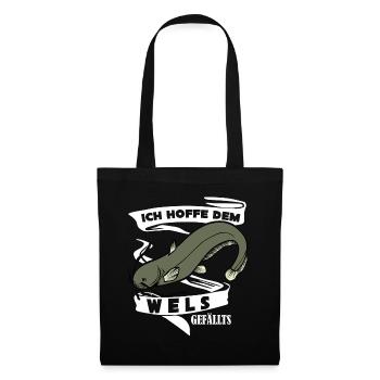 Angler Wels Waller Angelsport Angeln - Stoffbeutel - Schwarz - Vorne