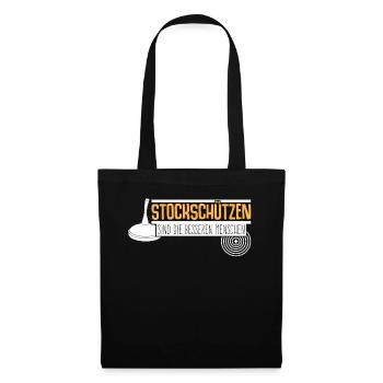Eisstock Witz Stockschießen Stocksport - Stoffbeutel - Schwarz - Vorne