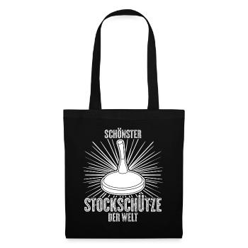 Stockschießen Eisstock Stockschütze - Stoffbeutel - Schwarz - Vorne