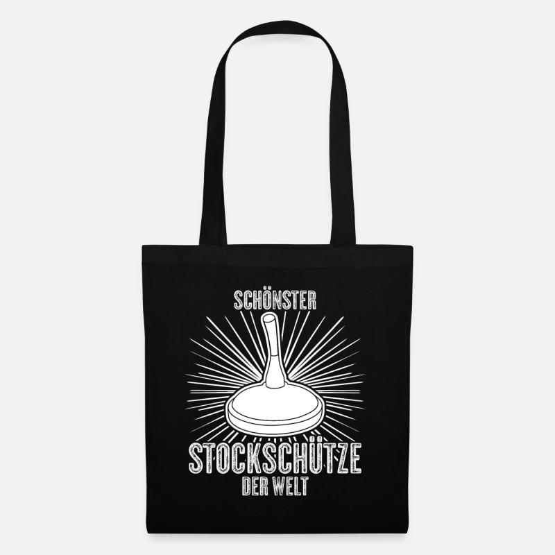 Stockschießen Eisstock Stockschütze - Stoffbeutel - Schwarz