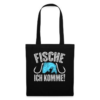 Angeln Fischen Fischer Angelhaken Angler - Stoffbeutel - Schwarz - Vorne