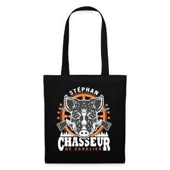 Stéphan chasseur de sanglier Humour Chasse - Sac en tissu - noir - Devant