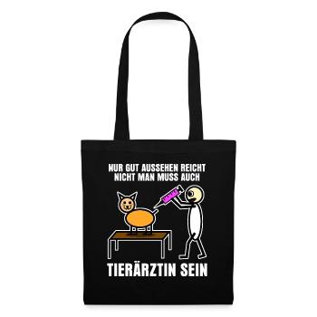 Tierärztin Tierarztpraxis Tiermedizin - Stoffbeutel - Schwarz - Vorne