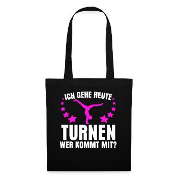 Turnen Gymnastik Turnerin - Stoffbeutel - Schwarz - Vorne