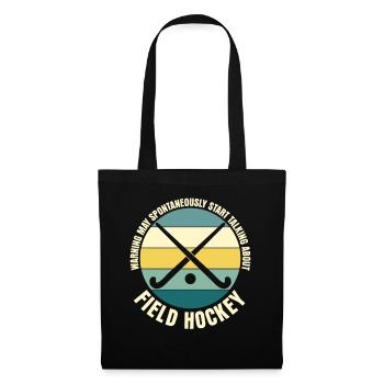 Bâton de hockey sur gazon rétro - Sac en tissu - noir - Devant