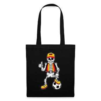 Skeleton Deutschland Fan Deutscher Fußball - Stoffbeutel - Schwarz - Vorne