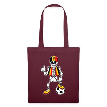 Skeleton Belgien Fan Belgischer Fußball - Stoffbeutel - Burgunderrot - Vorne