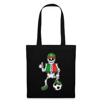 Skeleton Fußballfan Portugal - Stoffbeutel - Schwarz - Vorne