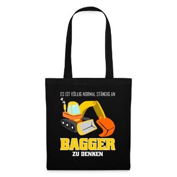 Bagger lustig Baustelle Baggerfahrer - Stoffbeutel - Schwarz - Vorne