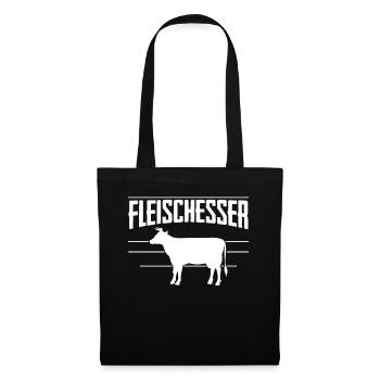 Fleischesser Fleisch Grillen Metzger - Stoffbeutel - Schwarz - Vorne