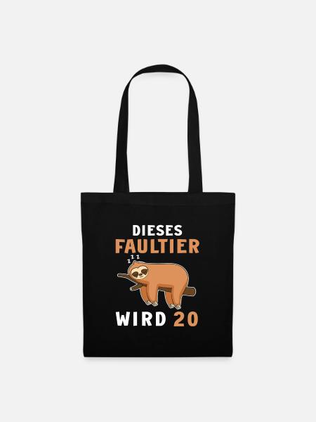 Lustiger Faultier 20 Geburtstag 20 Jahre Spruch - Stoffbeutel - Schwarz