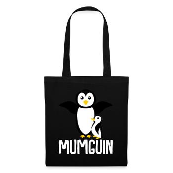 Pinguin Mama Mutter Pinguine - Stoffbeutel - Schwarz - Vorne