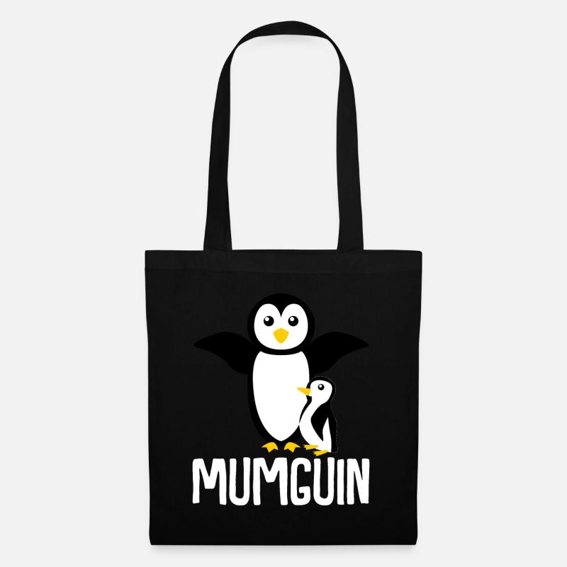 Pinguin Mama Mutter Pinguine - Stoffbeutel - Schwarz