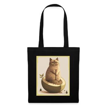 Katze Kätzchen Avocado Frucht Vegetarier Veganer - Stoffbeutel - Schwarz - Vorne