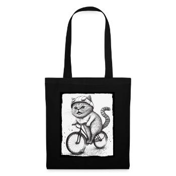 Cat Kitten Bike Bike Illustration abstraite - Sac en tissu - noir - Devant