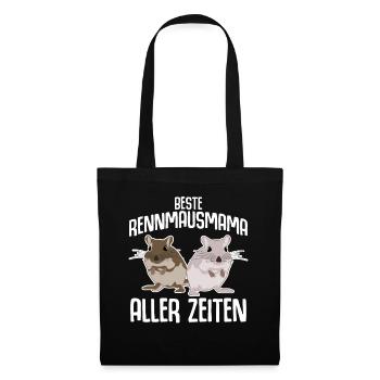Rennmausmama mit Rennmäusen - Stoffbeutel - Schwarz - Vorne