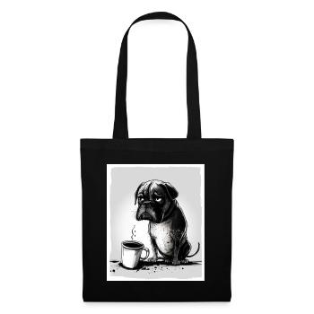Dog Bulldog Coffee Cup Morning Grouch Cocoa Pug - Tote Bag - black - Front