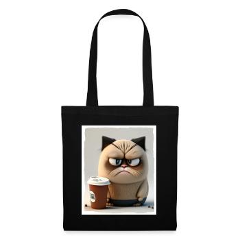 Cat Kitten Coffee Cup Morning Grouch Cocoa - Tote Bag - black - Front