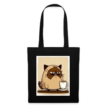 Cat Kitten Coffee Cup Morning Grouch Cocoa - Tote Bag - black - Front