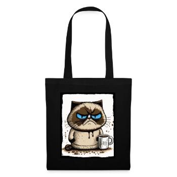 Cat Kitten Coffee Cup Morning Grouch Cocoa - Tote Bag - black - Front