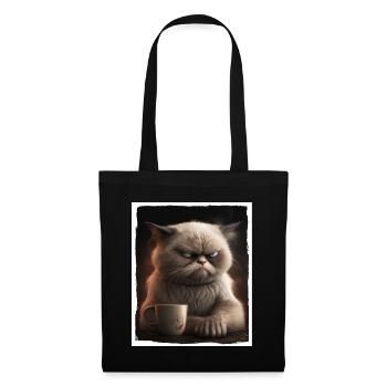 Cat Kitten Coffee Cup Morning Grouch Cocoa - Tote Bag - black - Front