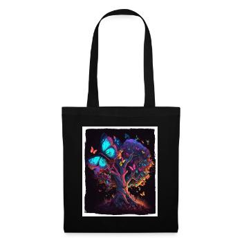 Tree Butterflies Abstract Nature Forest Grunge - Tote Bag - black - Front
