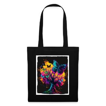 Tree Butterflies Abstract Nature Forest Grunge - Tote Bag - black - Front