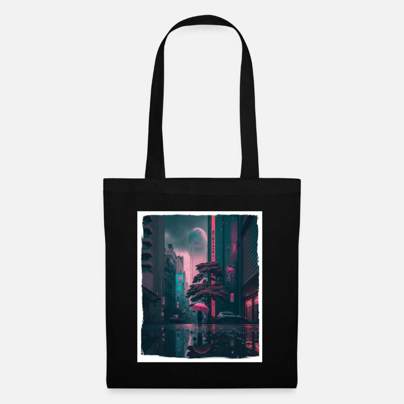 Vaporwave Aestethic Retro Japan Neon Emo Anime - Stoffbeutel - Schwarz