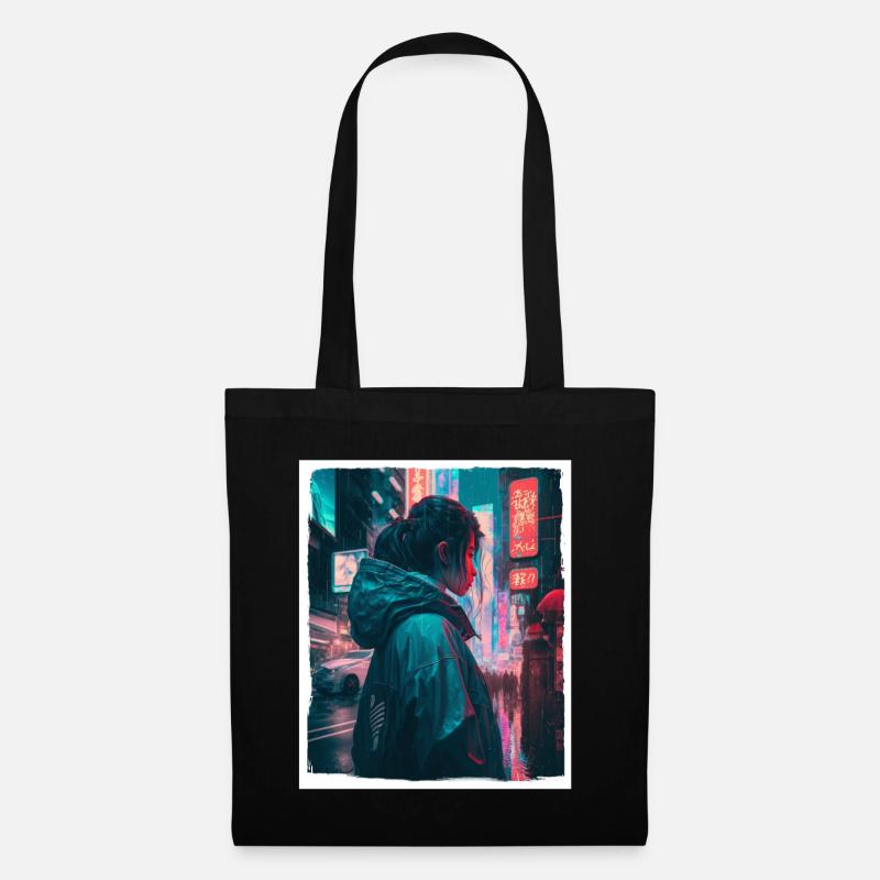 Vaporwave Aestethic Retro Japan Neon Emo Anime - Tote Bag - black