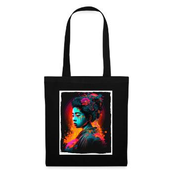 Fleurs de cerisier du Japon Geisha Neon - Sac en tissu - noir - Devant