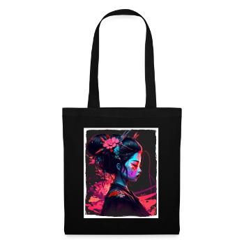 Fleurs de cerisier du Japon Geisha Neon - Sac en tissu - noir - Devant