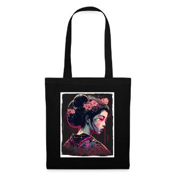 Fleurs de cerisier du Japon Geisha Neon - Sac en tissu - noir - Devant