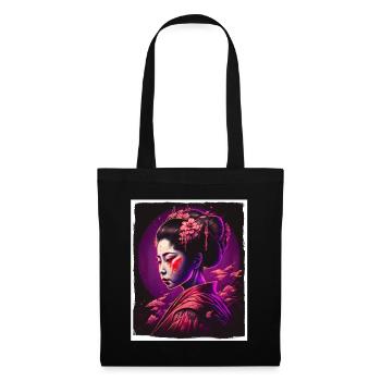 Fleurs de cerisier du Japon Geisha Neon - Sac en tissu - noir - Devant