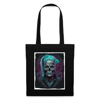 Evil Old Woman Horror Skeleton Demon Bikerin - Tote Bag - black - Front