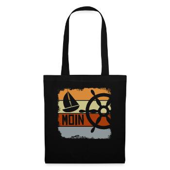 Moin Segeln Segelboot Retro Norddeutsch - Stoffbeutel - Schwarz - Vorne