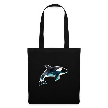 Wal Orca Polygon Geometrisch Unterwasserwelt Ozean - Stoffbeutel - Schwarz - Vorne