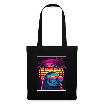 Vaporwave Retro Sloth Animal Motif Beach Neon - Tote Bag - black - Front