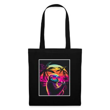 Vaporwave Retro Sloth Animal Motif Beach Neon - Tote Bag - black - Front
